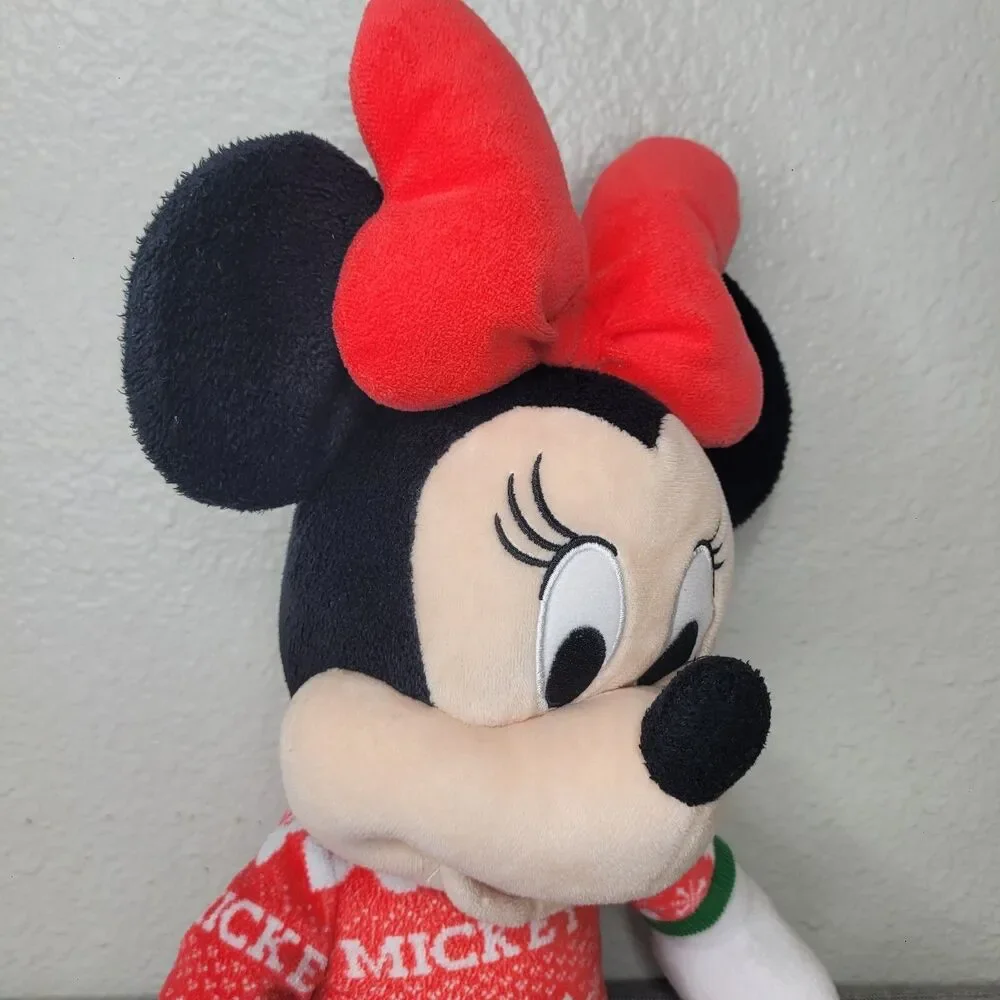 Disney Minnie Mouse Plush Toy 20 Inches Tall Flannel Christmas Pajamas EUC